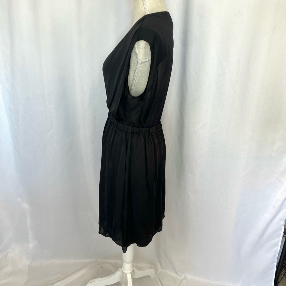 Theyskens' Theory Black Layered Silk Mini Dress Blouson Women's Medium - Picture 10 of 17